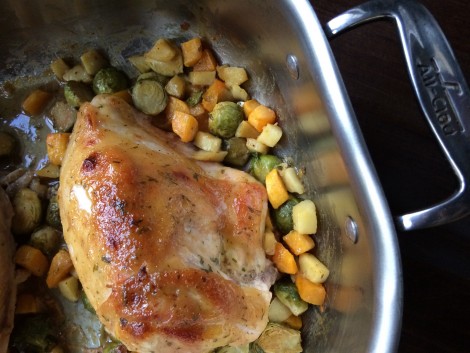 Honey Mustard Chicken with Apples, Butternut Squash, & Brussels Sprouts | FoodieGoesHealthy