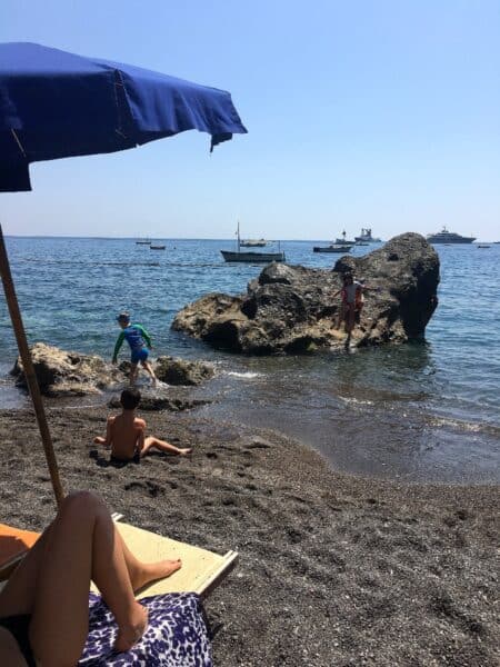 The view from Laurito Beach, Positano: A Teenager's Guide to Positano on FoodieGoesHealthy.com