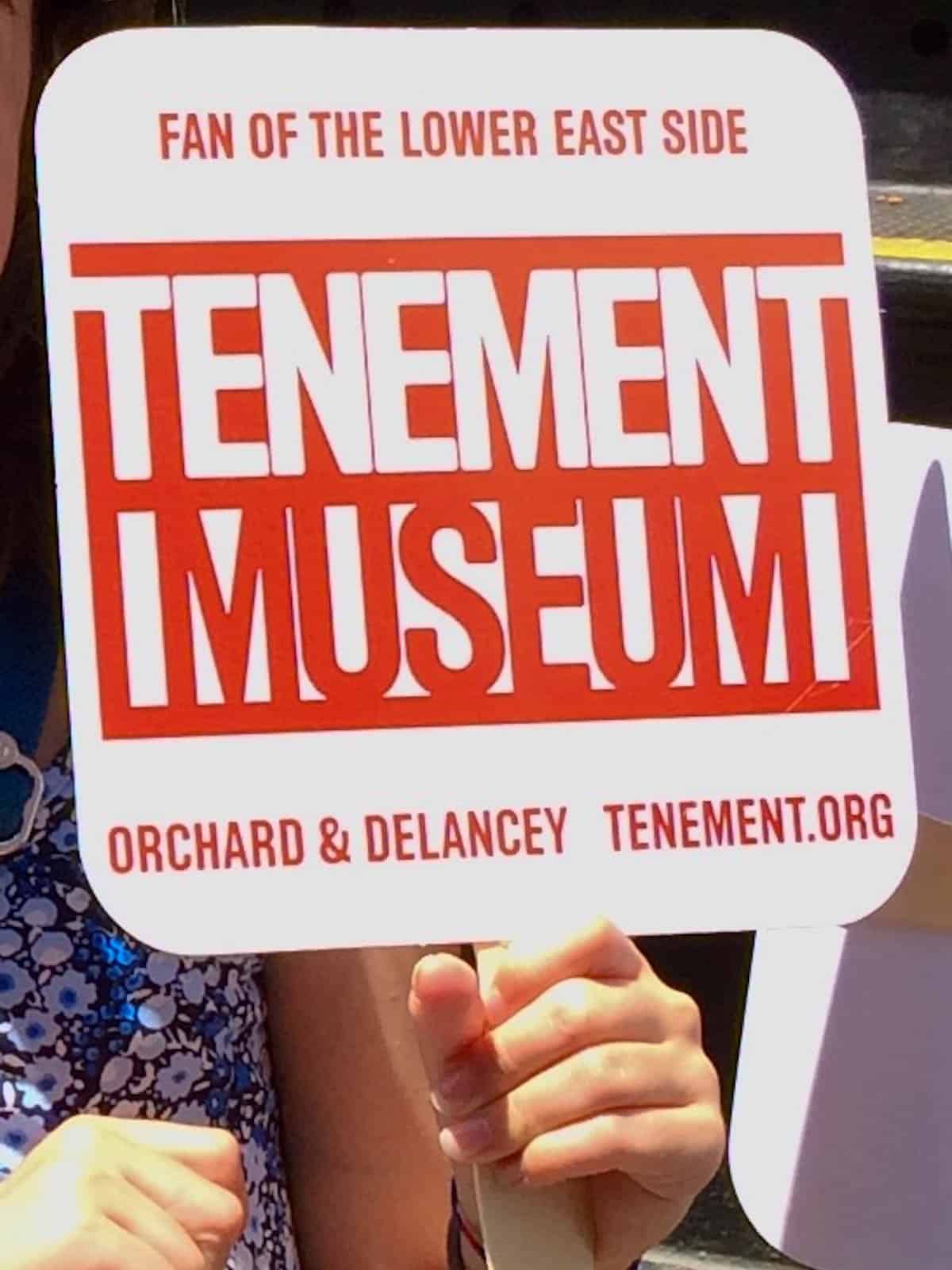 Tenement Museum hand sign.