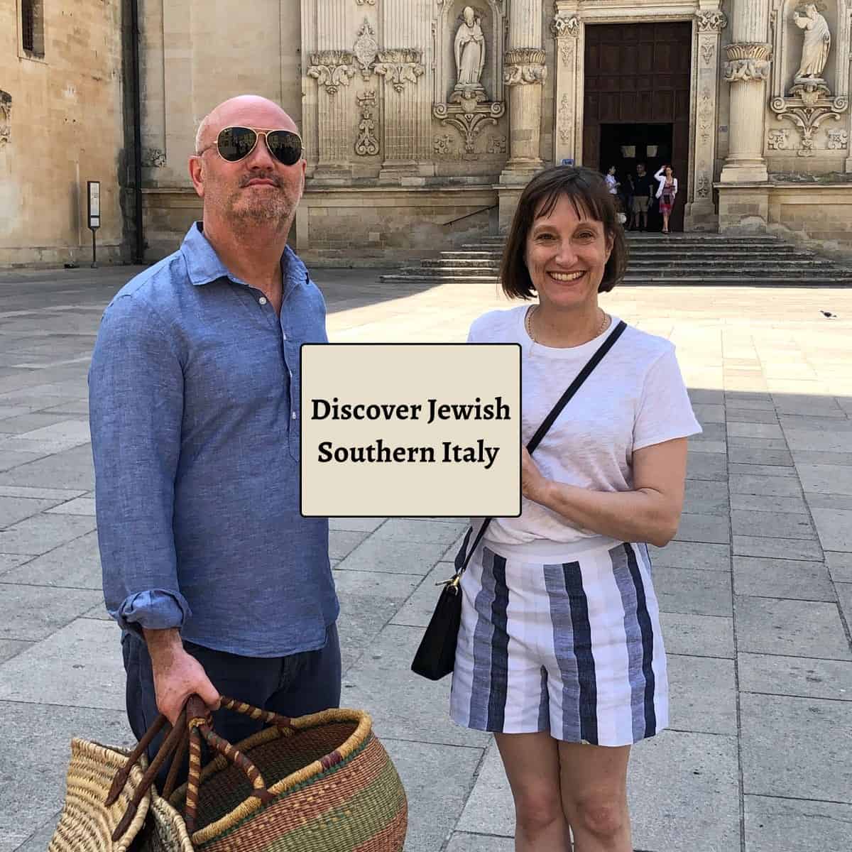 Dana and Silvestro in the piazza in Lecce, Italy.