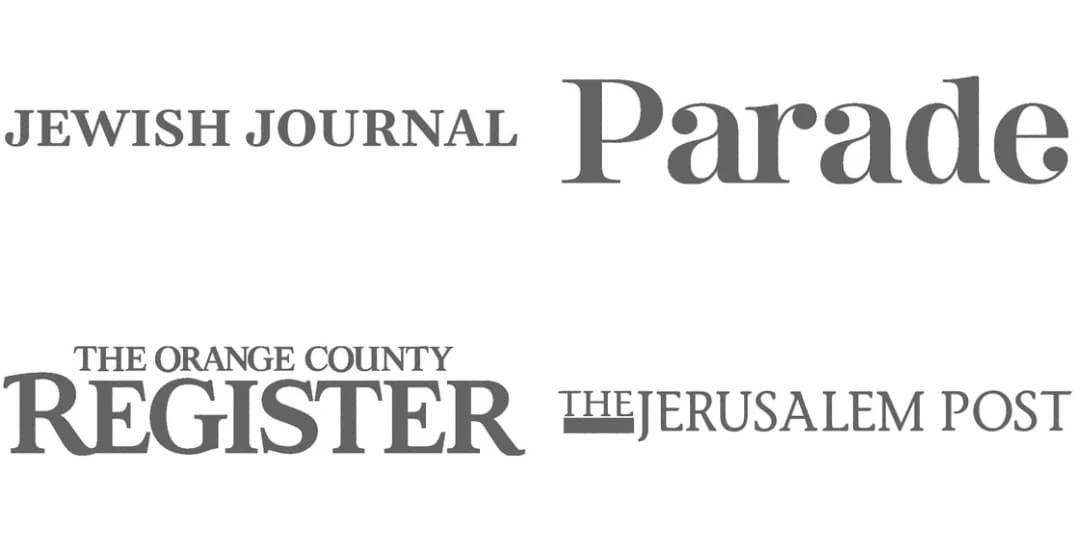 Logos from Jewish Journal, Parade, Orange County Register, Jerusalem Post.