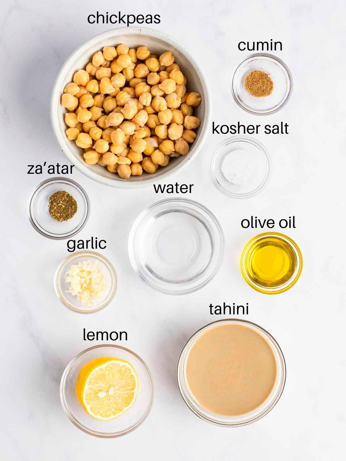 Ingredients to make hummus.