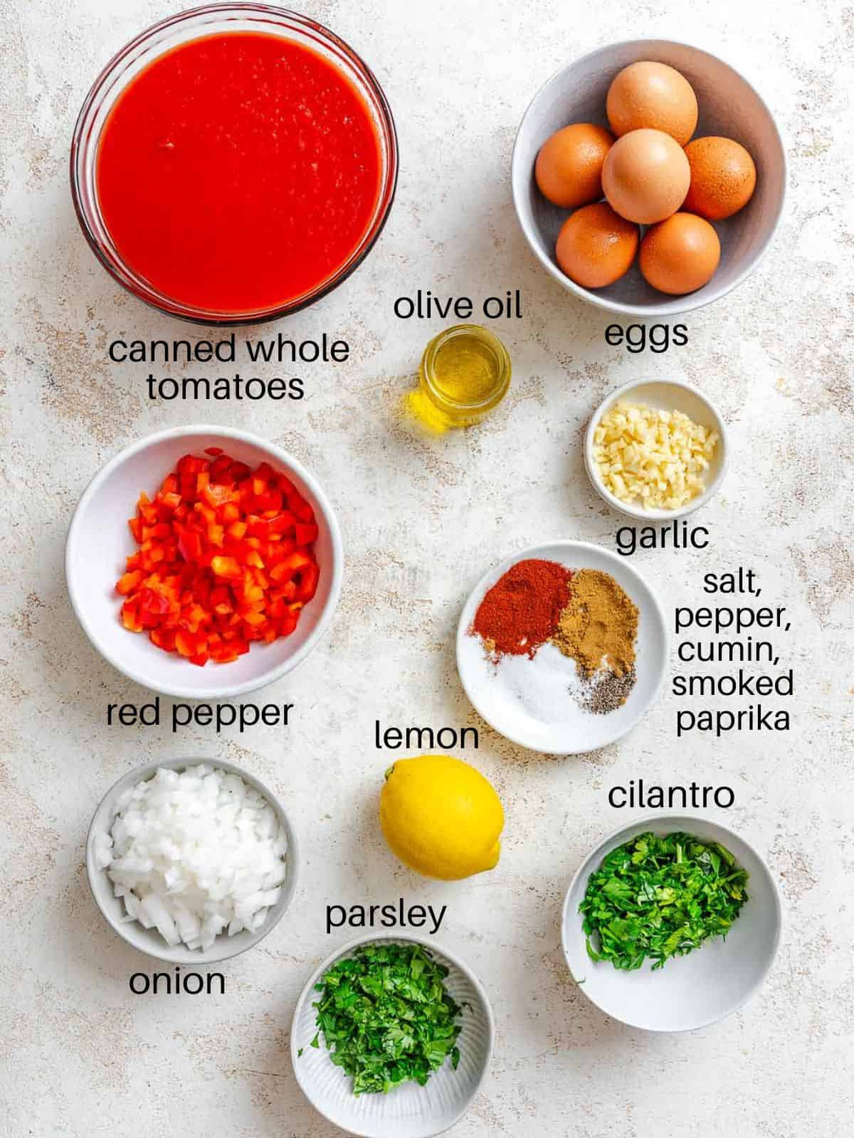 Ingredients to make shakshuka.