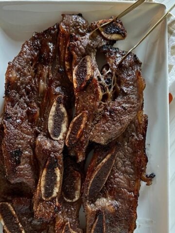 Grilled Korean Short Ribs on a plate.